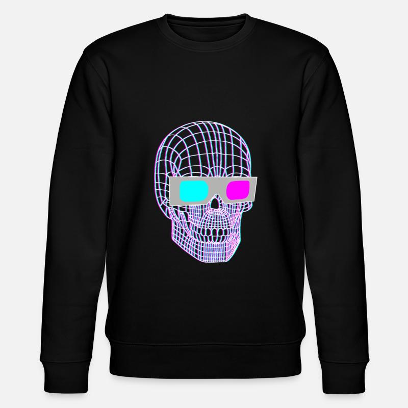 3D Schädel Mit 3D Brille - Stanley/Stella Unisex Bio-Sweatshirt CHANGER - Schwarz