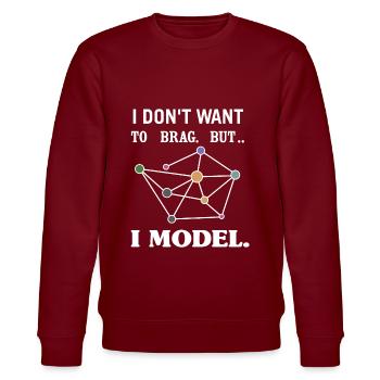 I don't want to brag, but i model. - Stanley/Stella CHANGER Unisex Organic Sweatshirt - burgundy - Front - Nik (191cm) & Marisol (170cm)