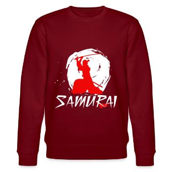 Samurai Sword Swing - Stanley/Stella Unisex Bio-Sweatshirt CHANGER  - Burgunderrot - Vorne - Nik (191cm) & Marisol (170cm)