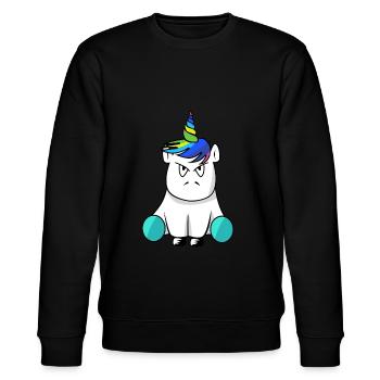 Einhorn Unicorn Angry - Stanley/Stella Unisex Bio-Sweatshirt CHANGER  - Schwarz - Vorne - Nik (191cm) & Marisol (170cm)