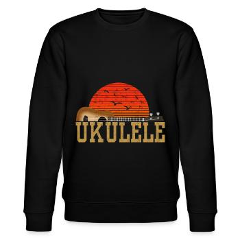 Ukulele Gitarre instrument Musik Geschenk - Stanley/Stella Unisex Bio-Sweatshirt CHANGER  - Schwarz - Vorne - Nik (191cm) & Marisol (170cm)