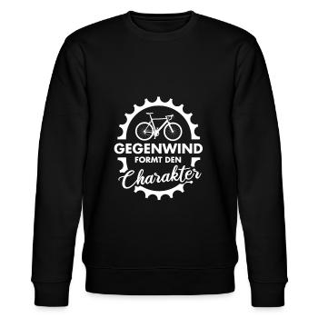Fahrrad Gegenwind formt den Charakter - Stanley/Stella Unisex Bio-Sweatshirt CHANGER  - Schwarz - Vorne - Nik (191cm) & Marisol (170cm)