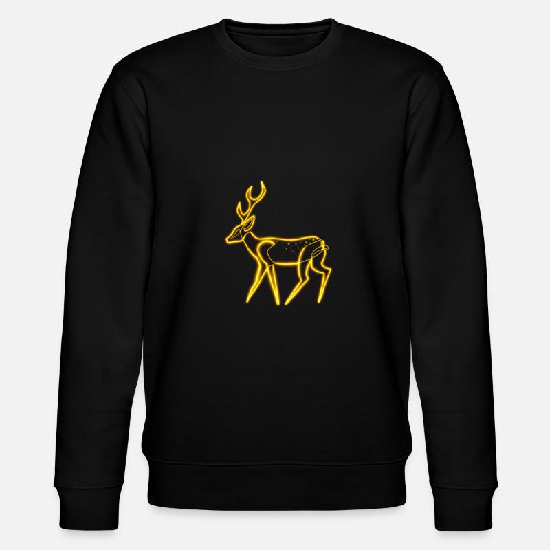 Neon yellow forest deer - Stanley/Stella CHANGER Unisex Organic Sweatshirt - black