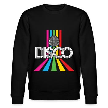 Disco 80’s Party Retro 80er Discokugel Geschenk - Stanley/Stella Unisex Bio-Sweatshirt CHANGER  - Schwarz - Vorne - Nik (191cm) & Marisol (170cm)