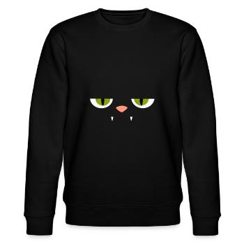 Tête de chat yeux verts - Sweat bio CHANGER Stanley/Stella Unisexe - noir - Devant - Nik (191cm) & Marisol (170cm)