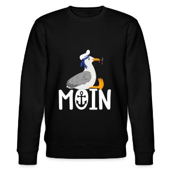 Moin Möwe Seemann - Stanley/Stella Unisex Bio-Sweatshirt CHANGER  - Schwarz - Vorne - Nik (191cm) & Marisol (170cm)