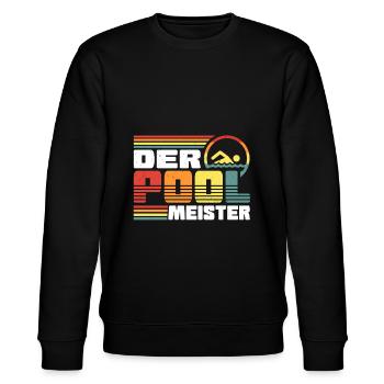 Bademeister Poolmeister Swimming Pool Schwimmen - Stanley/Stella Unisex Bio-Sweatshirt CHANGER  - Schwarz - Vorne - Nik (191cm) & Marisol (170cm)