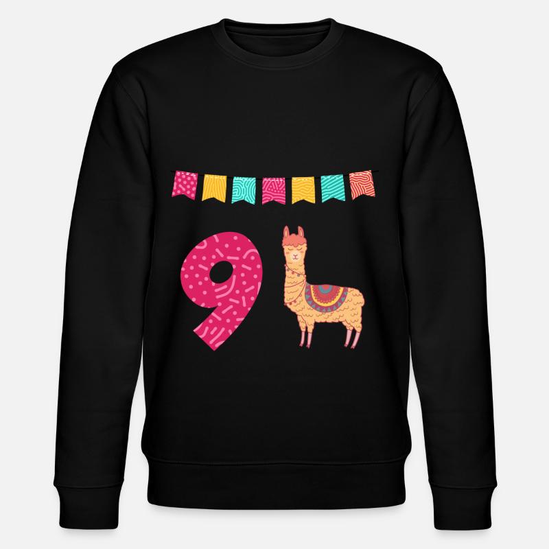 9th Birthday Lama Alpaca - Stanley/Stella CHANGER Unisex Organic Sweatshirt - black