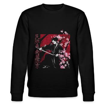 Kirschblüte - Stanley/Stella Unisex Bio-Sweatshirt CHANGER  - Schwarz - Vorne - Nik (191cm) & Marisol (170cm)