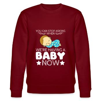 Parenthood Motherhood Parenting Pregnancy Tee - Stanley/Stella Unisex Bio-Sweatshirt CHANGER  - Burgunderrot - Vorne - Nik (191cm) & Marisol (170cm)