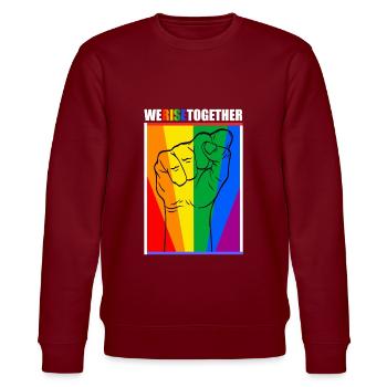 We Rise Together Equality Freedom Colorful - Stanley/Stella CHANGER Unisex Organic Sweatshirt - burgundy - Front - Nik (191cm) & Marisol (170cm)