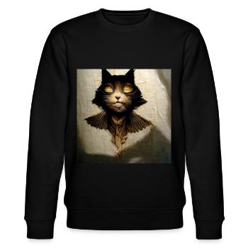 Katze - Engel - Transformation - Stanley/Stella Unisex Bio-Sweatshirt CHANGER  - Schwarz - Vorne - Nik (191cm) & Marisol (170cm)