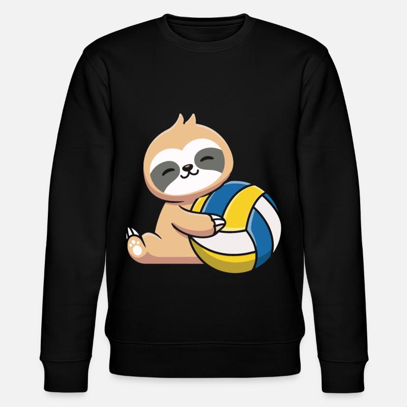 Faultier mit Volleyball - Stanley/Stella Unisex Bio-Sweatshirt CHANGER  - Schwarz