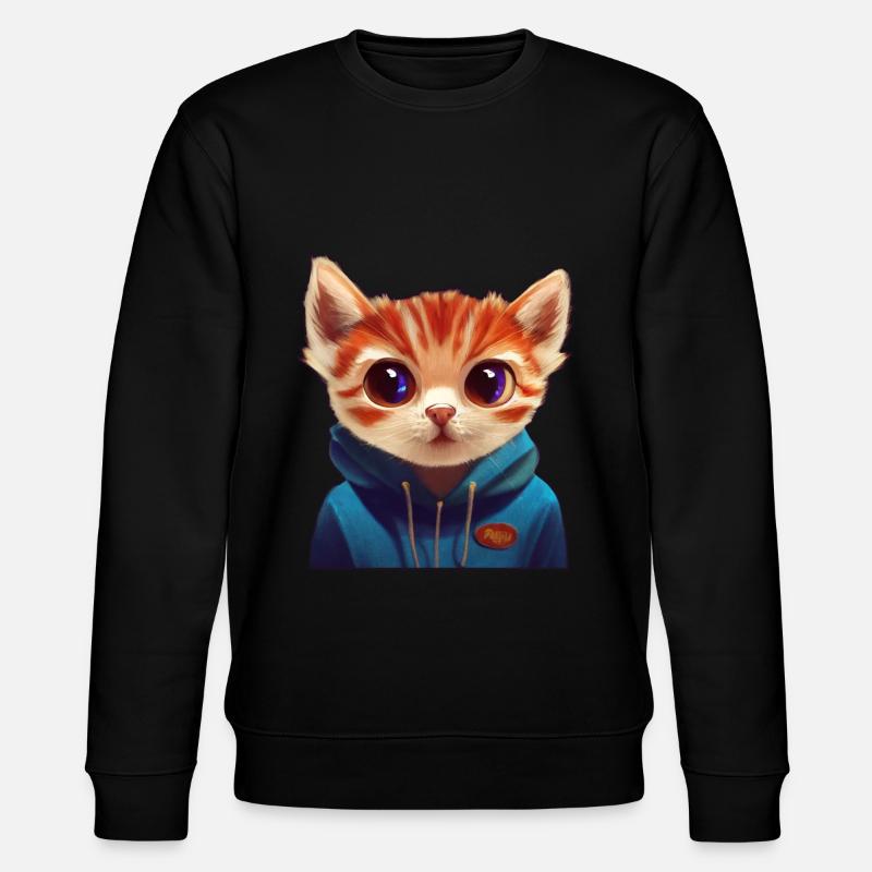 Katze mit Pullover - Stanley/Stella Unisex Bio-Sweatshirt CHANGER  - Schwarz
