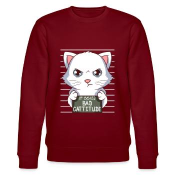 Investigation Feline Feral Claws Arrogant 66452 - Stanley/Stella CHANGER Unisex Organic Sweatshirt - burgundy - Front - Nik (191cm) & Marisol (170cm)
