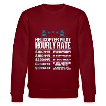 Hubschrauberpilot Helikopter Lustig Sprüche Spruch - Stanley/Stella Unisex Bio-Sweatshirt CHANGER  - Burgunderrot - Vorne - Nik (191cm) & Marisol (170cm)