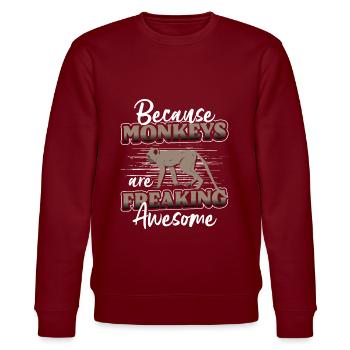 Affe Affig Menschenaffe Albern - Stanley/Stella Unisex Bio-Sweatshirt CHANGER  - Burgunderrot - Vorne - Nik (191cm) & Marisol (170cm)