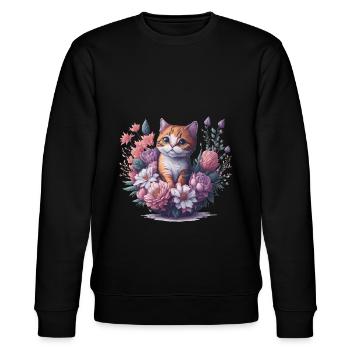 Fleurs de chat - Sweat bio CHANGER Stanley/Stella Unisexe - noir - Devant - Nik (191cm) & Marisol (170cm)