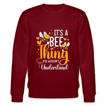 Honey Flower Insects Species Protection - Stanley/Stella CHANGER Unisex Organic Sweatshirt - burgundy - Front - Nik (191cm) & Marisol (170cm)