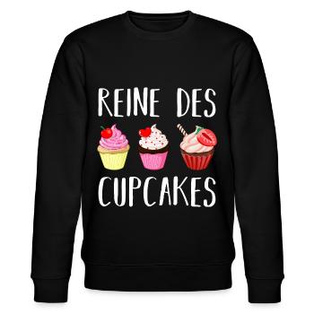 Reine des cupcakes cadeau pâtisserie patissière - Sweat bio CHANGER Stanley/Stella Unisexe - noir - Devant - Nik (191cm) & Marisol (170cm)