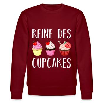 Reine des cupcakes cadeau pâtisserie patissière - Sweat bio CHANGER Stanley/Stella Unisexe - bordeaux - Devant - Nik (191cm) & Marisol (170cm)