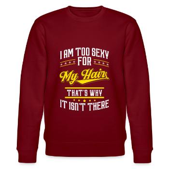 Bald head No hair haircut - Stanley/Stella CHANGER Unisex Organic Sweatshirt - burgundy - Front - Nik (191cm) & Marisol (170cm)