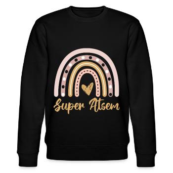 Super atsem cadeau merci atsem arc en ciel - Sweat bio CHANGER Stanley/Stella Unisexe - noir - Devant - Nik (191cm) & Marisol (170cm)