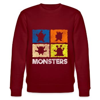 Halloween Kreatur Kinder Verkleidung - Stanley/Stella Unisex Bio-Sweatshirt CHANGER  - Burgunderrot - Vorne - Nik (191cm) & Marisol (170cm)