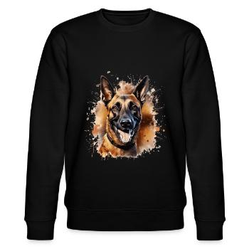 chien berger belge malinois - Sweat bio CHANGER Stanley/Stella Unisexe - noir - Devant - Nik (191cm) & Marisol (170cm)