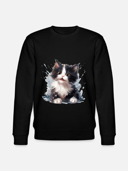 Black and white kitten - Stanley/Stella CHANGER Unisex Organic Sweatshirt - black