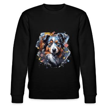 Australian Shepherd - Stanley/Stella CHANGER Unisex Organic Sweatshirt - black - Front - Nik (191cm) & Marisol (170cm)