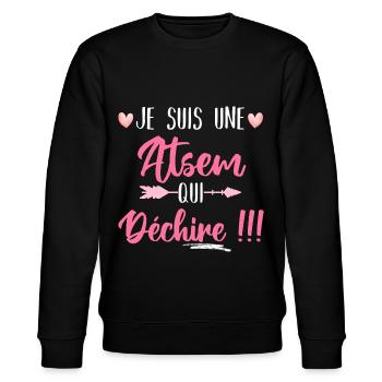 Je suis une atsem qui déchire humour atsem cadeau - Sweat bio CHANGER Stanley/Stella Unisexe - noir - Devant - Nik (191cm) & Marisol (170cm)