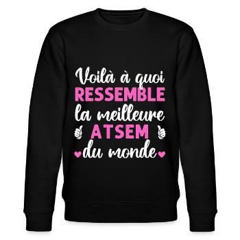 Meilleure atsem humour atsem cadeau merci atsem - Sweat bio CHANGER Stanley/Stella Unisexe - noir - Devant - Nik (191cm) & Marisol (170cm)