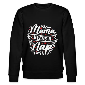 Mama needs a nap gold red heart motifs - Stanley/Stella CHANGER Unisex Organic Sweatshirt - black - Front - Nik (191cm) & Marisol (170cm)