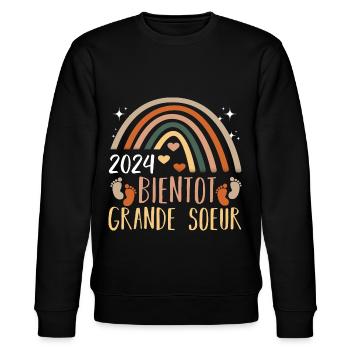 Future grande soeur 2024 bientôt grande soeur - Sweat bio CHANGER Stanley/Stella Unisexe - noir - Devant - Nik (191cm) & Marisol (170cm)