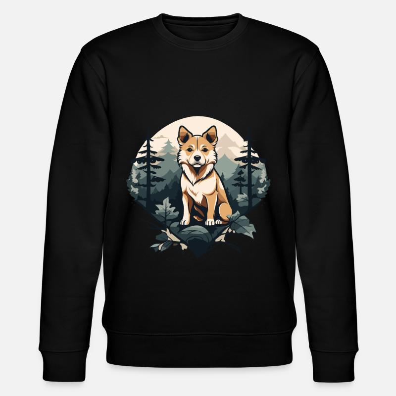 Hokkaido-Hund im Wald - Stanley/Stella Unisex Bio-Sweatshirt CHANGER  - Schwarz