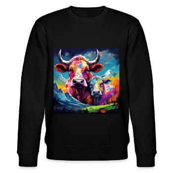 vache - Sweat bio CHANGER Stanley/Stella Unisexe - noir - Devant - Nik (191cm) & Marisol (170cm)