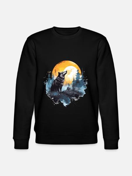 Aquarell Wolf - Stanley/Stella Unisex Bio-Sweatshirt CHANGER - Schwarz