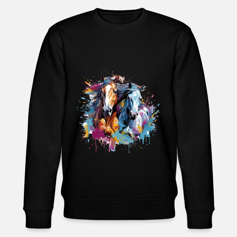 Chevaux, horses - Sweat bio CHANGER Stanley/Stella Unisexe - noir