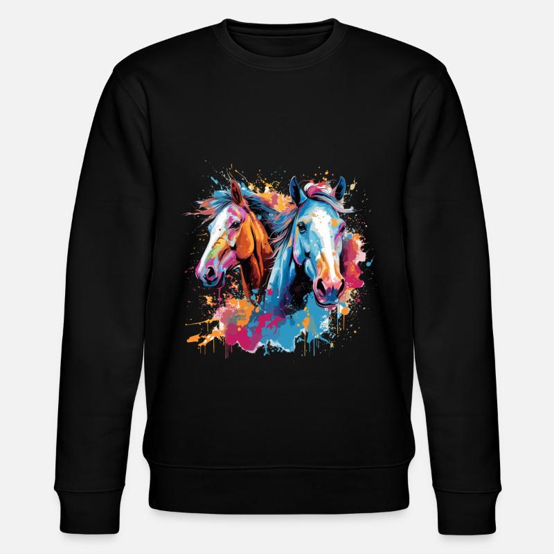 Chevaux, horses - Sweat bio CHANGER Stanley/Stella Unisexe - noir