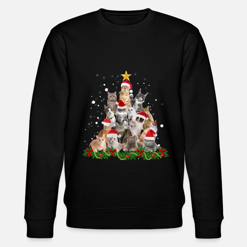 Funny cats Christmas tree - Stanley/Stella CHANGER Unisex Organic Sweatshirt - black