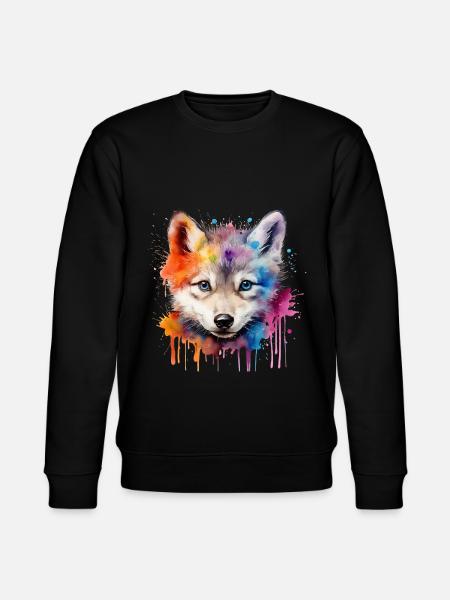 wolf, gray wolf, wolf cub - Stanley/Stella CHANGER Unisex Organic Sweatshirt - black