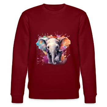 Baby-Elefant - Stanley/Stella Unisex Bio-Sweatshirt CHANGER  - Burgunderrot - Vorne - Nik (191cm) & Marisol (170cm)