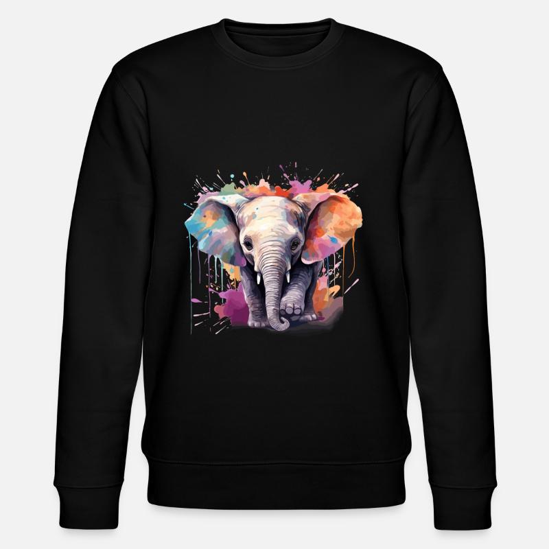 Baby-Elefant - Stanley/Stella Unisex Bio-Sweatshirt CHANGER  - Schwarz