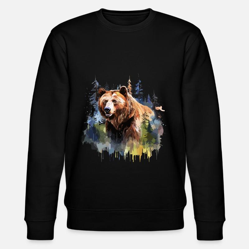 Grizzlybär, Braunbär - Stanley/Stella Unisex Bio-Sweatshirt CHANGER  - Schwarz
