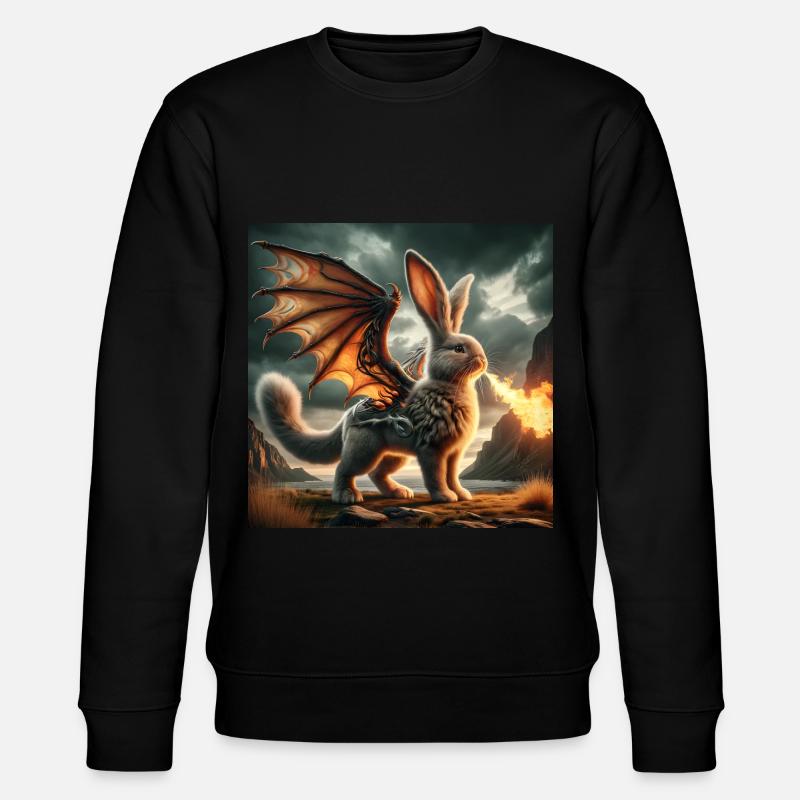 Feuerspeiender Hase Drache #03 - Stanley/Stella Unisex Bio-Sweatshirt CHANGER  - Schwarz
