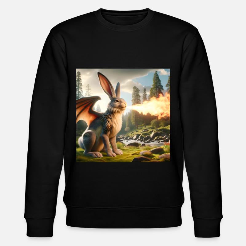 Feuerspeiender Hase Drache #08 - Stanley/Stella Unisex Bio-Sweatshirt CHANGER  - Schwarz