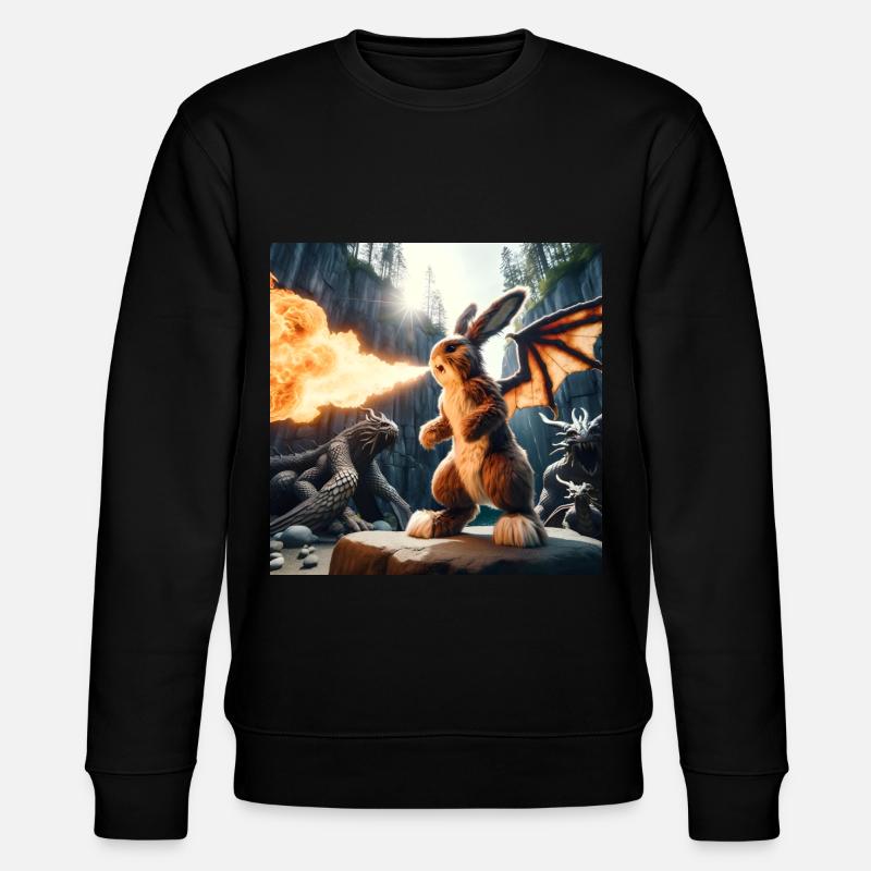Feuerspeiender Hase Drache #10 - Stanley/Stella Unisex Bio-Sweatshirt CHANGER  - Schwarz