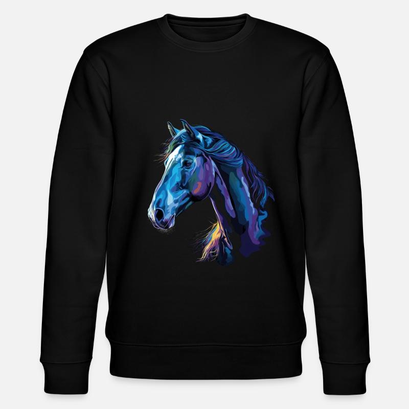 Pferd auf schwarzem Hintergrund - Stanley/Stella Unisex Bio-Sweatshirt CHANGER  - Schwarz