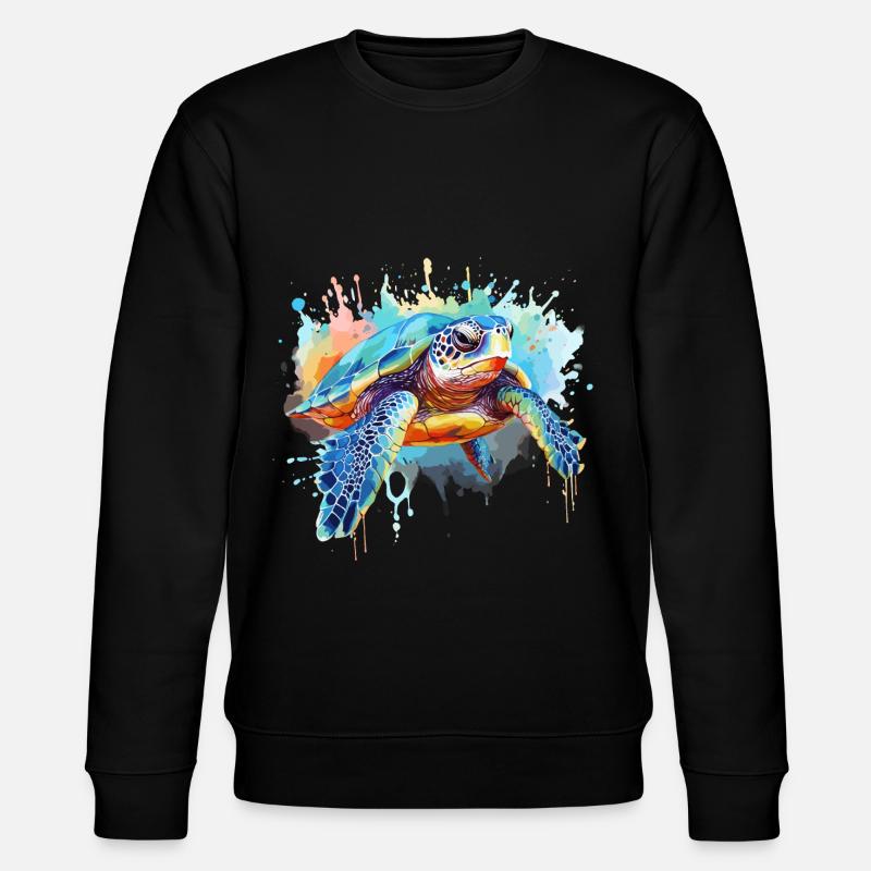 Schildkröte, Aquarellschildkröte, Spritzer - Stanley/Stella Unisex Bio-Sweatshirt CHANGER - Schwarz